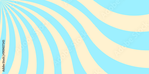 Stripes sunburst in retro pop art style. Swirling radial background. Faded green, white and beige color burst background. Modern seamless retro vintage burst sunrise sunbeam element spiral striped
