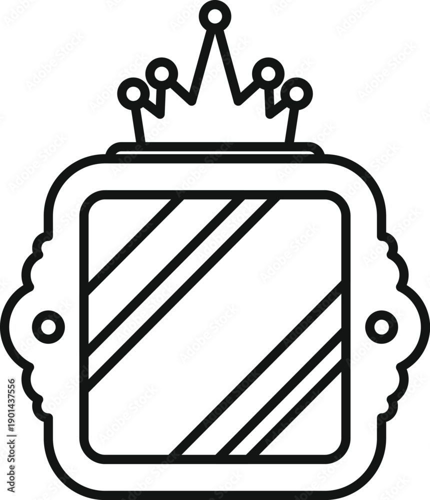 Obraz premium Ornate hand mirror featuring a crown, depicting royal self reflection and vanity