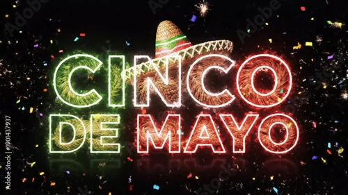 Vibrant Cinco de Mayo Celebration with Fireworks and Sombrero