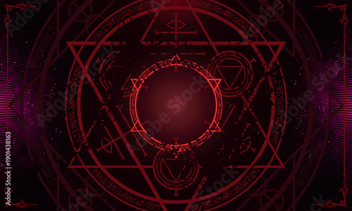 Occult style background with ancient vintage elements. Sacred geometry border and frame. Vector illustration. EPS 10