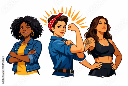 Diverse women showing strength and unity, celebrating empowerment and sisterhood