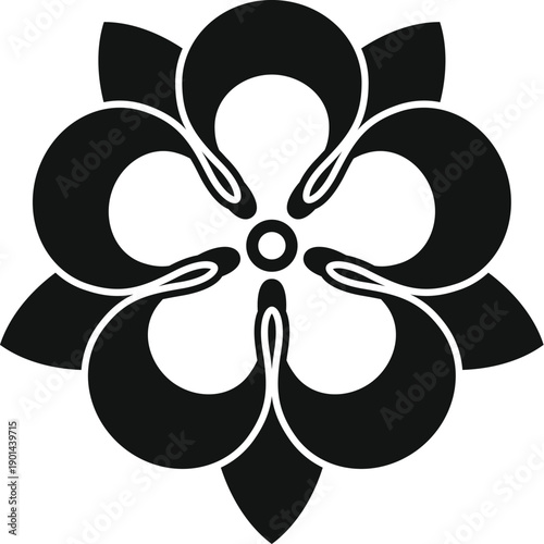Stylized black and white flower representing a traditional japanese family symbol