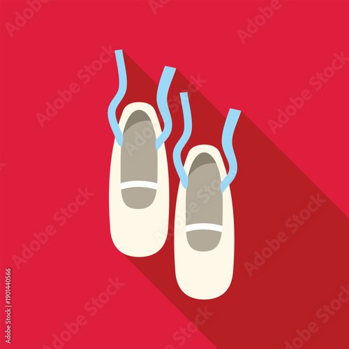Ballet shoes with long shadow effect illustrating dance, art, passion, and elegance