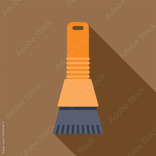 Cleaning brush illustration featuring a flat design with a prominent long shadow