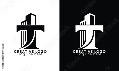 t letter real estate logo 