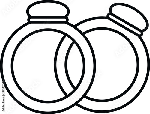 Two wedding rings representing everlasting love and a lifelong commitment in line art style
