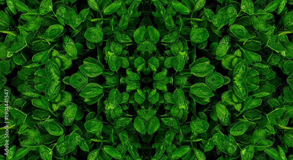 Obraz premium A vibrant green leaf pattern with intricate details and symmetrical arrangement, resembling a kaleidoscope effect, captured from a directly overhead viewpoint, similar to 25402.JPG