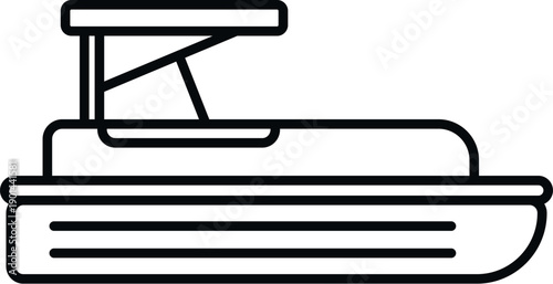 Pontoon boat vector icon on a white background, symbolizing leisure and water travel