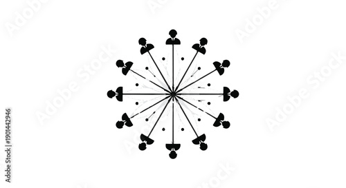 Geometric pattern of connected musical notes in black