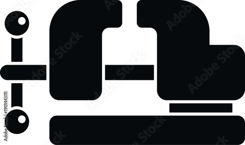 Black silhouette of a workshop clamping vise icon on a white background