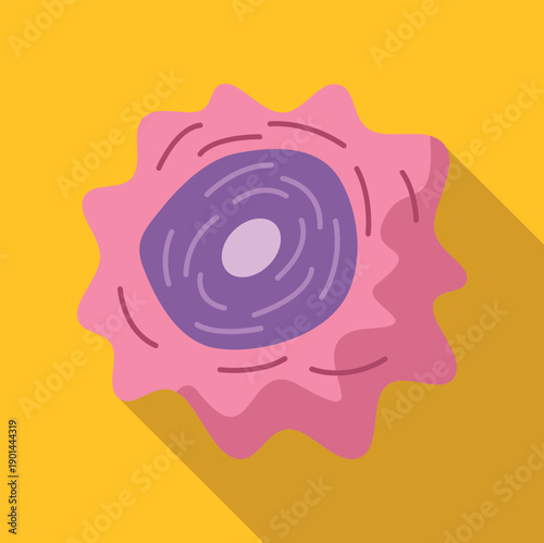 Human cell structure with a nucleus and cytoplasm on a yellow background