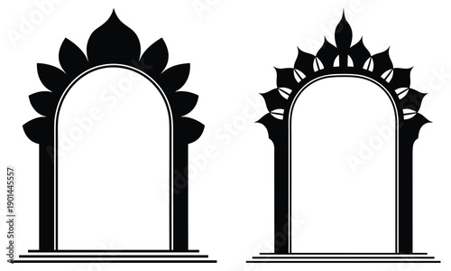 Decorative Arch Frame Silhouette Set.