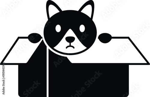 Sad abandoned cat looking out from a cardboard box, symbolizing pet rescue and animal homelessness