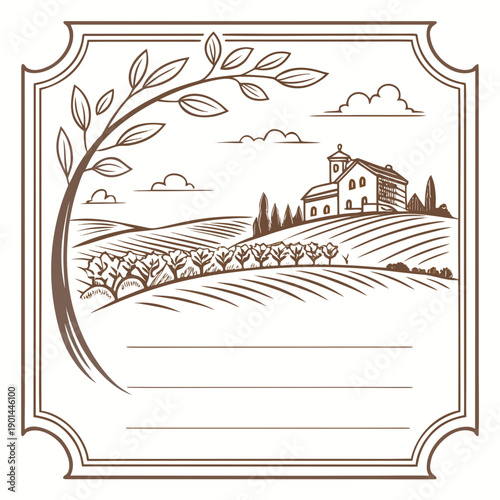 A picturesque countryside scene with a charming house and a winding road