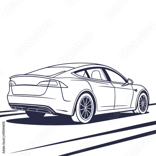 A sleek, modern electric car with a minimalist design and smooth lines.