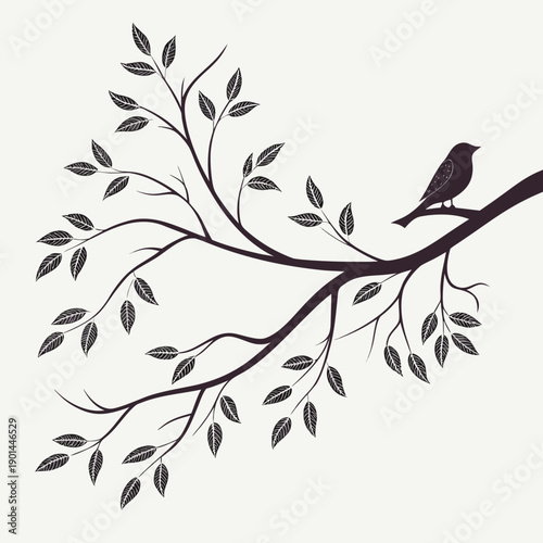 A bird perched on a tree branch with autumn leaves