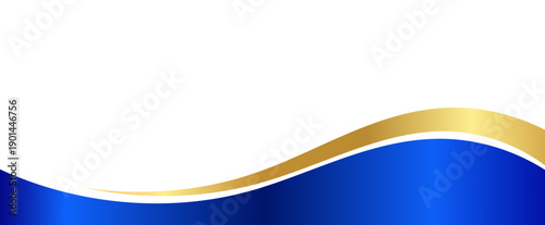 Divider, border, footer shape with gold and blue gradient vector illustration