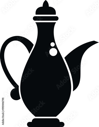 Traditional dallah coffee pot silhouette serving aromatic arabic hot beverage icon