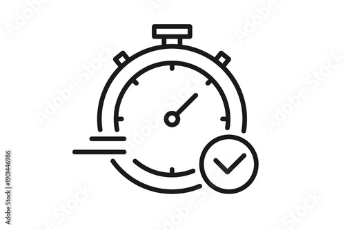 Quick approval icon. Simple outline style. Stopwatch, quick transfer, fast transaction, business concept. Thin line symbol.