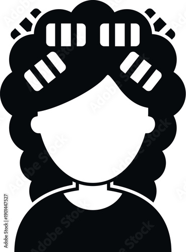 Woman with curlers in her hair, preparing a new hairstyle