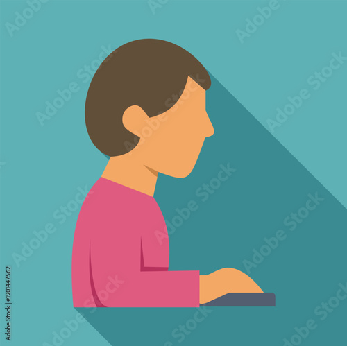 Person working at a desk with poor ergonomic posture holding an elongated shadow