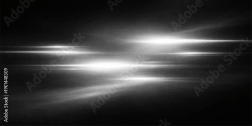 An abstract black and white light background features a dark smoke texture and a glowing spotlight flash across a gray night sky pattern