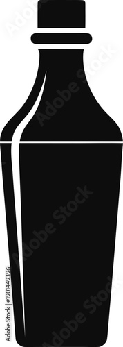 Black bottle with cap on white background