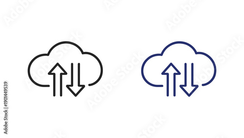 Cloud Data Sync Line Icon Vector