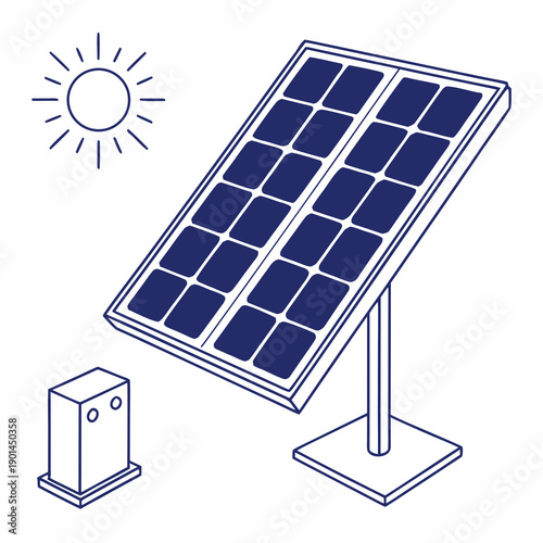 A solar panel system with a charge controller and battery setup for renewable energy.