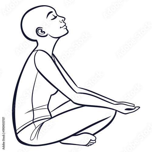 Person in a meditative pose with crossed legs and hands on knees