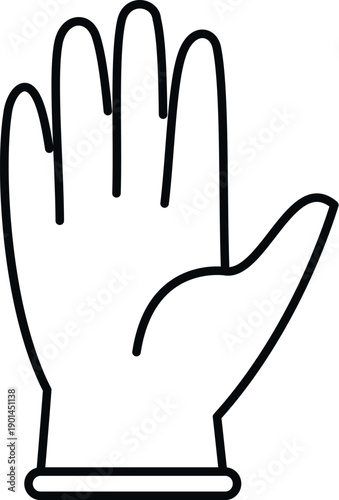 Disposable medical glove providing hand protection in a simple line art style