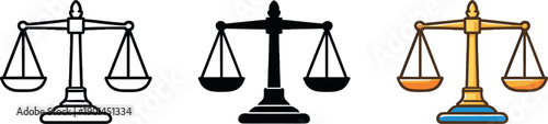 Ethical foundation concept illustrated by a balanced justice scale with two hanging pans and central pillar, clearly readable as