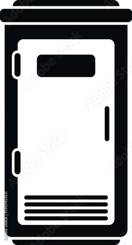 Portable toilet cubicle icon providing temporary lavatory facility infrastructure