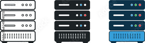 Enterprise infrastructure concept depicted as a server stack cabinet with indicator lights and ventilation panels, identical