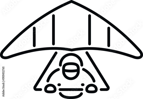 Person flying on a hang glider in a minimalist line art illustration