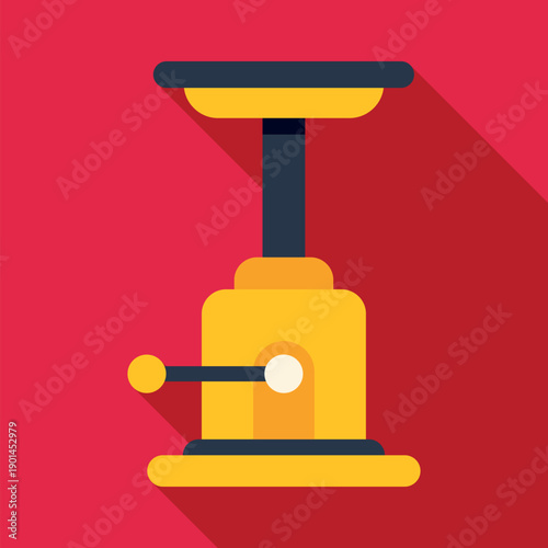 Bottle jack lifting mechanism on a red background