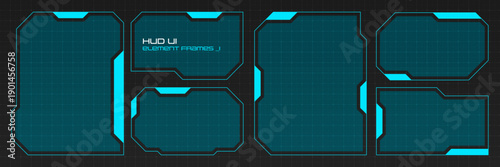 Futuristic cyberpunk HUD frame with neon borders and holographic interface panels. Digital UI design for gaming dashboards and sci-fi displays