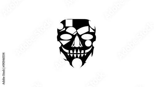 Foto Black and white skull icon design.