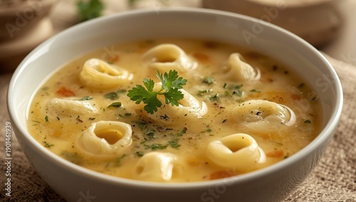 Wallpaper Mural Chicken broth tortellini with parsley Torontodigital.ca