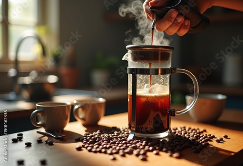 Artisan French Press Brewing Fresh Grounds Aromatic Home Kitchen