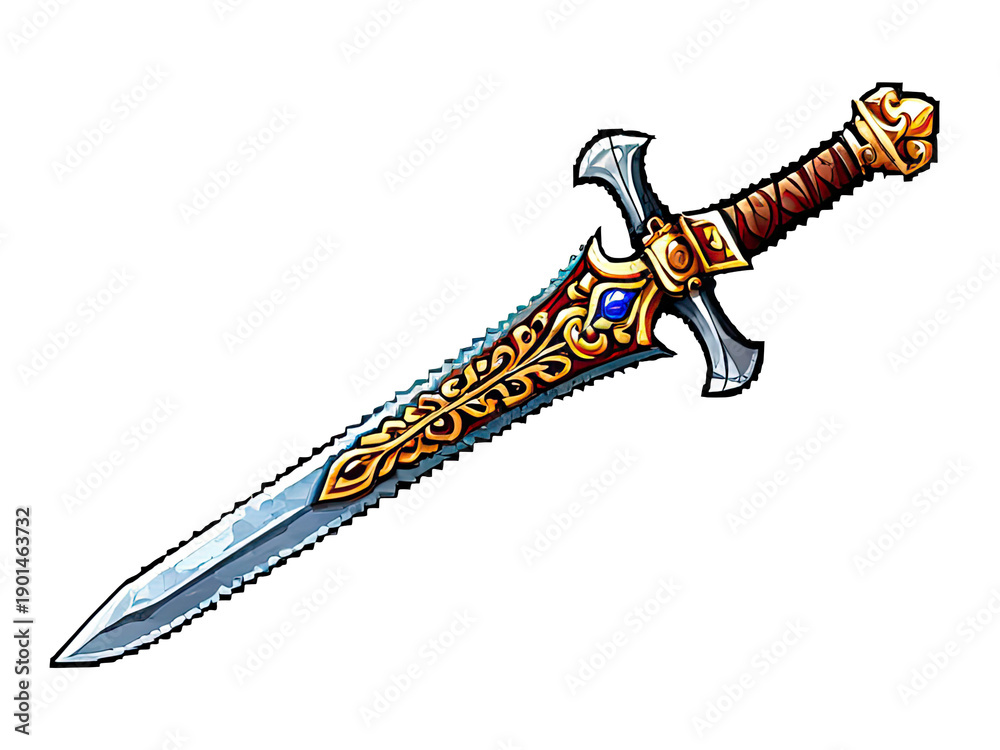 Obraz premium A sword with intricate patterns, suitable for medieval or fantasy-themed contexts