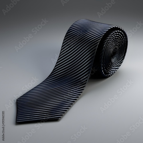 Rolled Dark Blue Necktie with Wavy Stripes rolled tie Image
