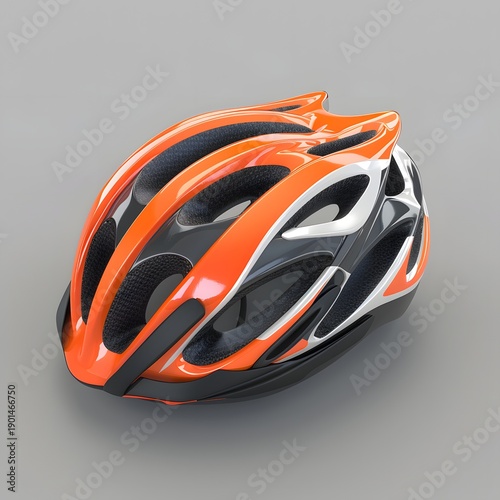 Orange and Image black cycling helmet with white accents