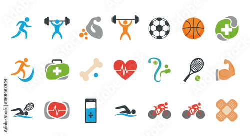 Colorful abstract design on various supplement packaging.