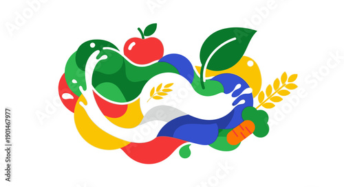 Colorful abstract design on various supplement packaging.