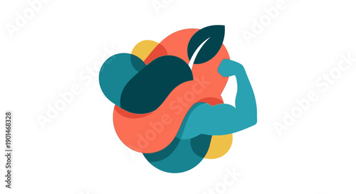 Abstract colorful illustration of a person relaxing with eyes closed.