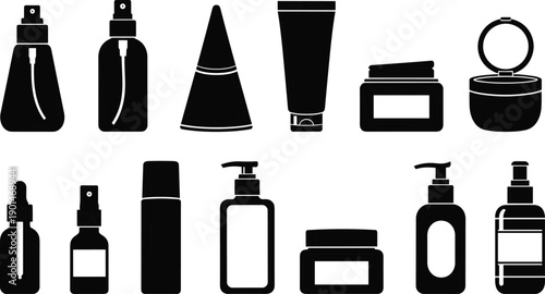 Black and white silhouette cosmetic product products
