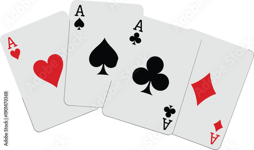 Four Ace Playing Cards Fanned Out aces hearts spades clubs