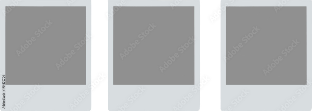 Fototapeta premium Three gray Polaroid on white background blank