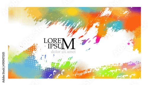 colored background with paint strokes frame. Hand drawn. Not AI, vector illustration.